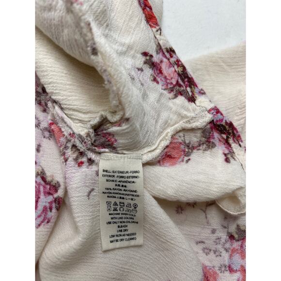 Free People Womens Tree Swing Tunic Dress Sz Medium Boho Cream Pink Floral Hi Lo - Picture 7 of 8